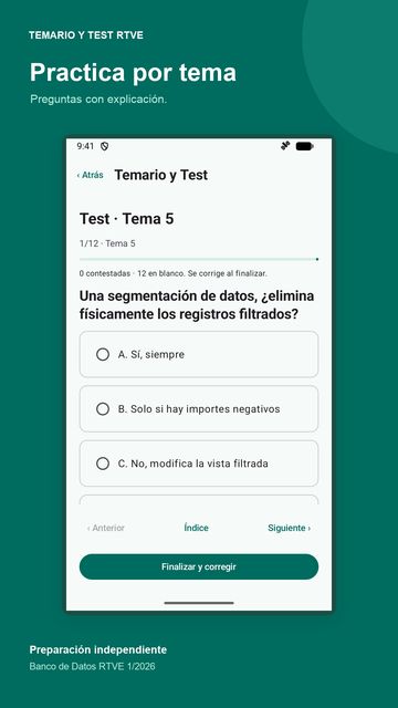 Test por tema con cuatro opciones de respuesta
